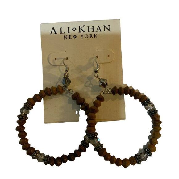 A Li Khan Circle Hoops Studs Dangle Beads Charm Earrings Women Fashion Jewelry - Picture 2 of 6